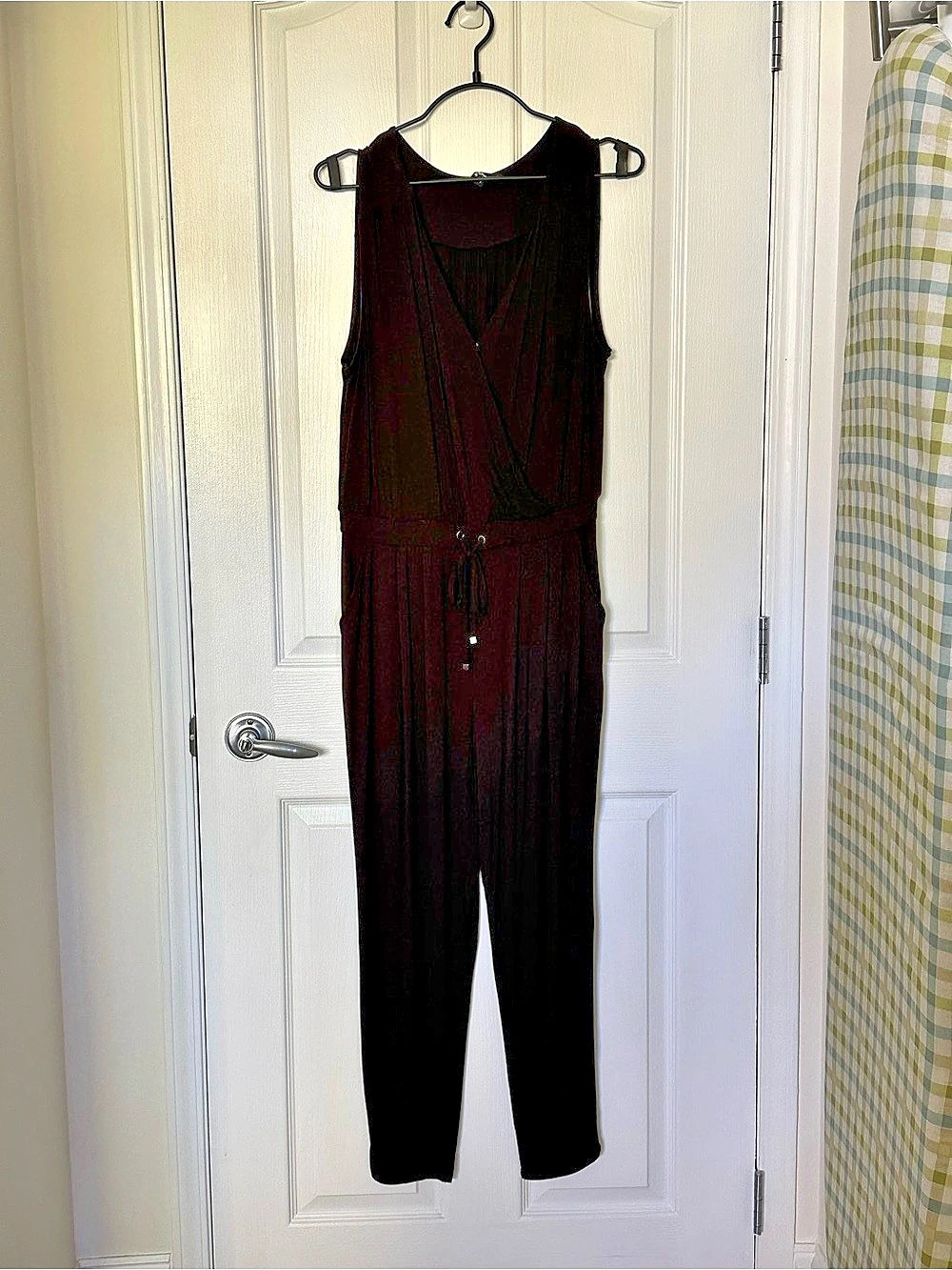 Reitmans Black Wrap Front Jersey Knot Jumpsuit Size Small